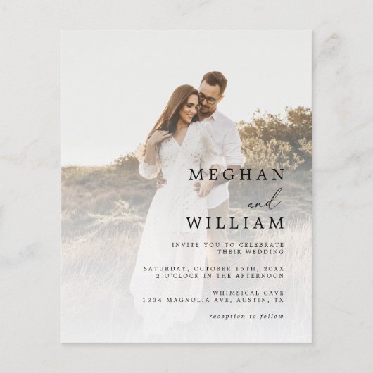 Budget Elegant Photo Wedding Invitation Flyer (Voorkant)