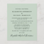 Budget Elegant Photo Wedding Reception Sage Invite (Achterkant)