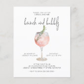 Budget Elegant Pink Brunch & Bubble Vrijgezellenfe Flyer (Voorkant)