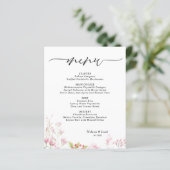 Budget Elegant Pink Floral Flat Menu Card (Staand voorkant)