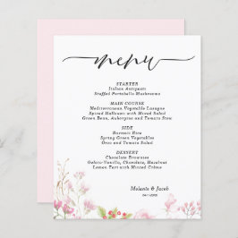 Budget Elegant Pink Floral Flat Menu Card