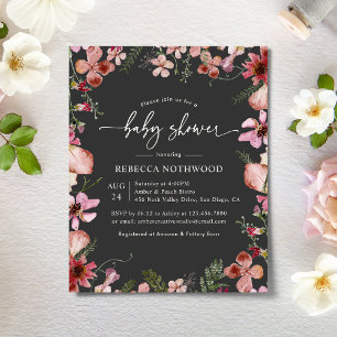 Budget Elegant Pink Peachy Shower Uitnodiging