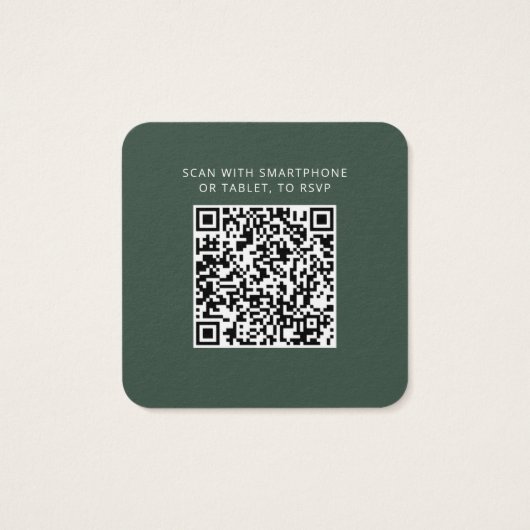 Budget Elegant QR Code Weddenschap Respons RSVP Ca Vierkante Visitekaartjes (Achterkant)