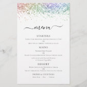 Budget Elegant Rainbow Glitter Wedding Menu (Voorkant)