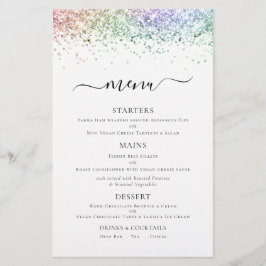 Budget Elegant Rainbow Glitter Wedding Menu