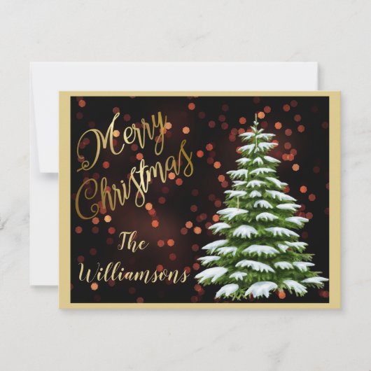 Budget Elegant Red Black Gold Bokeh Tree FLAT Feestdagenkaart (Voorkant)