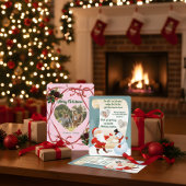 Budget Elegant Red Bow Christmas 3 Photo  Feestdagenkaart