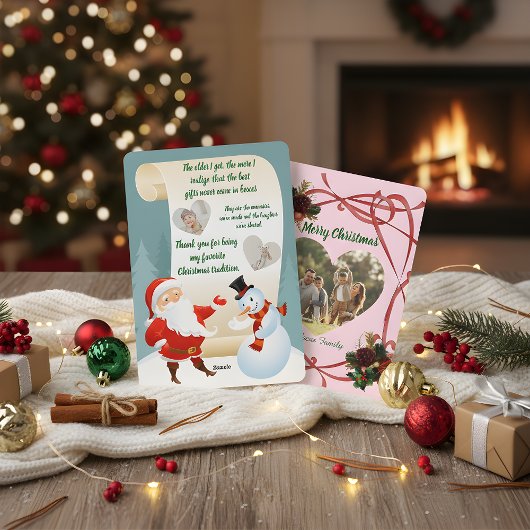 Budget Elegant Red Bow Christmas 3 Photo  Feestdagenkaart