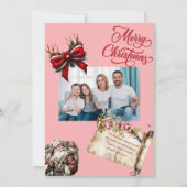 Budget Elegant Red Bow Christmas Photo Holiday  Feestdagenkaart (Voorkant)