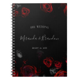 Budget Elegant Rood Zwart Bloemen Bruiloft Planner Notitieboek