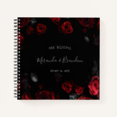 Budget Elegant Rood Zwart Bloemen Bruiloft Planner Notitieboek (Voorkant)