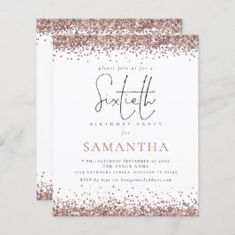 Budget Elegant Roos Gold Glitter 60th Party Invite