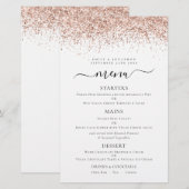 Budget Elegant Roos Gold Glitter WeddenMenu (Voorkant / Achterkant)