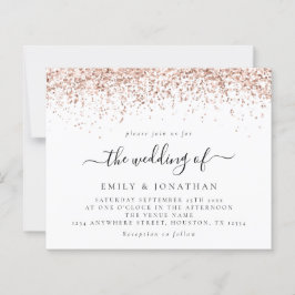 Budget Elegant Roos Gold Glitter Wedding Invite