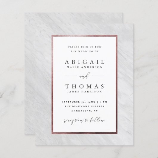Budget Elegant Roos Gold & White Marble Wedding (Voorkant / Achterkant)