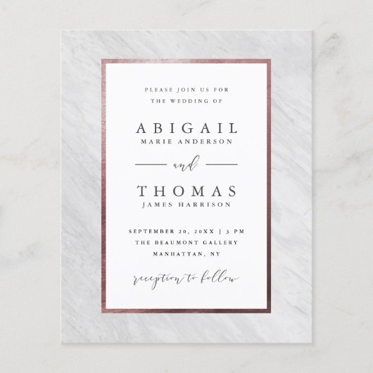Budget Elegant Roos Gold & White Marble Wedding (Voorkant)
