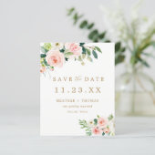 Budget Elegant Roze Bloemen Save the Date (Staand voorkant)