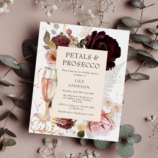 Budget Elegant Roze Petals Prosecco Vrijgezellenfe Flyer