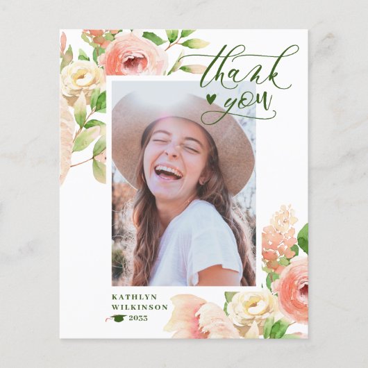 BUDGET Elegant roze Rose Floral Hartelijk dank (Voorkant)