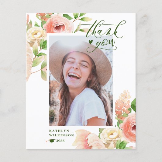 BUDGET Elegant roze Rose Floral Hartelijk dank Flyer (Voorkant)