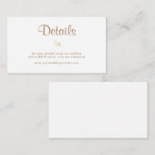 BUDGET Elegant Rustic Gold Wedding - Gegevens Notitiekaartje (Voorkant / Achterkant)