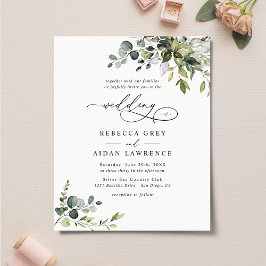 Budget Elegant Rustic Greenery Wedding Uitnodiging