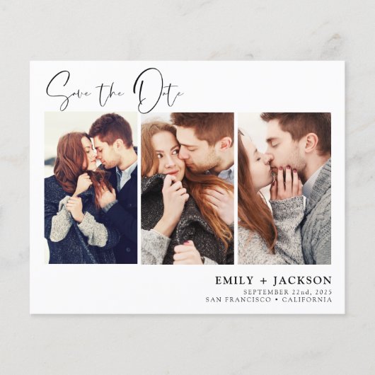 Budget Elegant Save the Date 3 Photo Invitations (Voorkant)