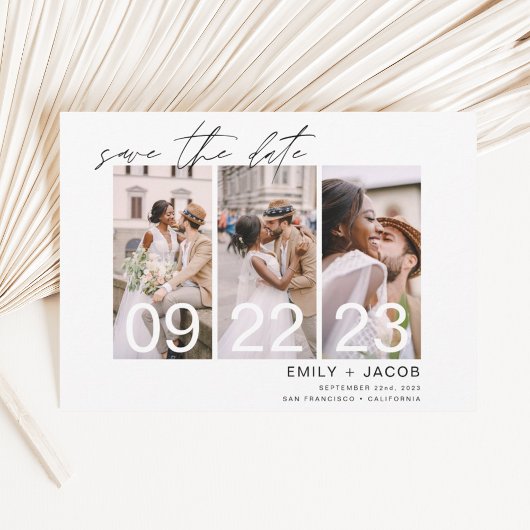 Budget Elegant Save the Date 3 Photo Invitations