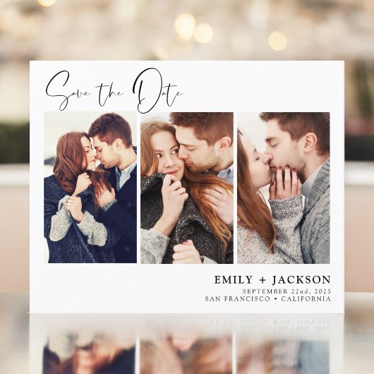 Budget Elegant Save the Date 3 Photo Invitations F Flyer