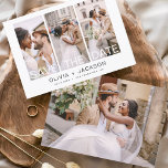 Budget Elegant Save the Date 4 Photo White Flyer<br><div class="desc">Budget Modern en Elegant Photo Save the Date Wedding Card. Sparen de kaart van de datumuitnodiging omvat witte typografie en chic en eenvoudig ontwerp op een witte achtergrond die u uw aangepast afbeelding van de de foto van het verloving kunt toevoegen aan.</div>
