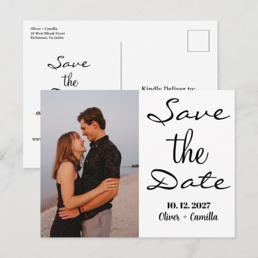 Budget elegant Save the date bruiloft uitnodiginge Aankondigingskaart (Voorkant / Achterkant)