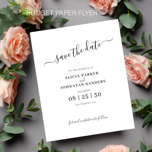 Budget elegant save the date zwart en wit flyer
