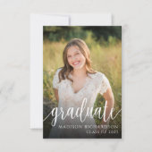 Budget Elegant Script Afstuderen Fotoaankondiging Kaart (Voorkant)