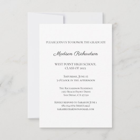 Budget Elegant Script Afstuderen Fotoaankondiging Kaart (Achterkant)