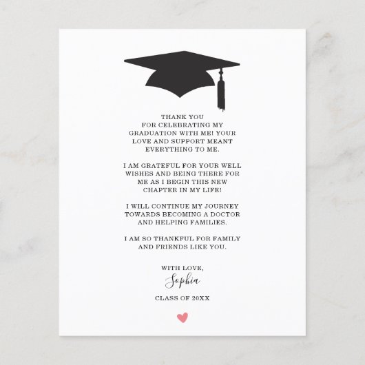 Budget Elegant Script Afstuderen Hartelijk dank Flyer (Achterkant)