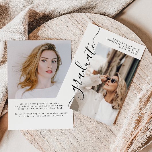 Budget Elegant Script Afstuderen het Afstuderen Fo Aankondiging