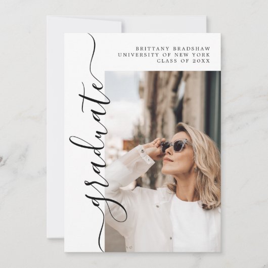 Budget Elegant Script Afstuderen het Afstuderen Fo Aankondiging (Voorkant)