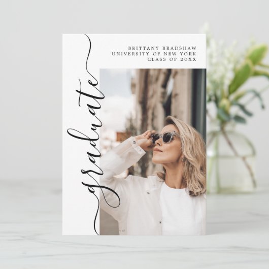 Budget Elegant Script Afstuderen het Afstuderen Fo Aankondiging (Staand voorkant)