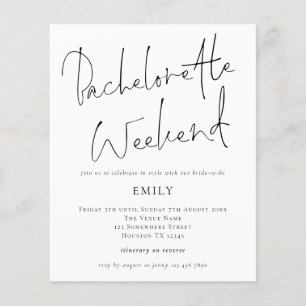 Budget Elegant Script Bachelorette Weekend nodigt