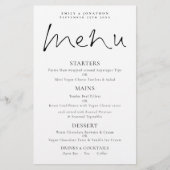 Budget Elegant Script Black White Wedding Menu (Voorkant)