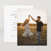 Budget Elegant Script Boho Foto Huwelijksuitnodigi (Voorkant / Achterkant)