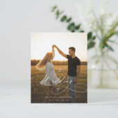 Budget Elegant Script Boho Foto Huwelijksuitnodigi (Staand voorkant)
