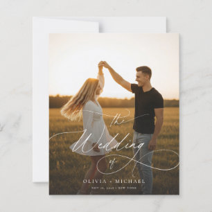 Budget Elegant Script Boho Foto Huwelijksuitnodigi