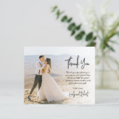Budget Elegant Script Bruiloft Dank u Fotokaart (Staand voorkant)