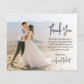Budget Elegant Script Bruiloft Dank u Fotokaart (Voorkant)