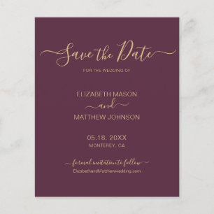 Budget Elegant Script Burgundy Gold bespaart de da Flyer