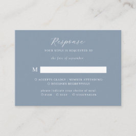 BUDGET Elegant Script Dusty Blue Wedding RSVP Informatiekaartje