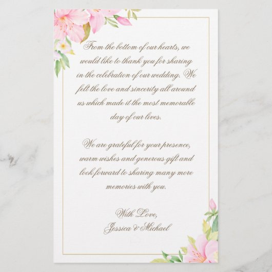 Budget Elegant Script Floral Foto Hartelijk dank (Achterkant)