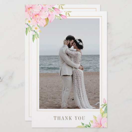 Budget Elegant Script Floral Foto Hartelijk dank (Voorkant / Achterkant)