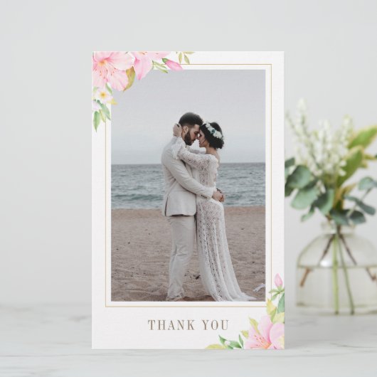 Budget Elegant Script Floral Foto Hartelijk dank (Staand voorkant)